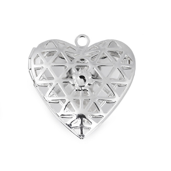 Medalion serce 26x26 mm otwierany - Srebrny jasny (1 Sztuka) Medalion serce 26x26 mm otwierany - Srebrny jasny (1 Sztuka)