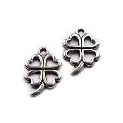 Zawieszka koniczyna 15x21mm - Platyna (5 Sztuki)