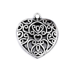 Zawieszka serce 30x30mm - Platyna (1 Sztuka)