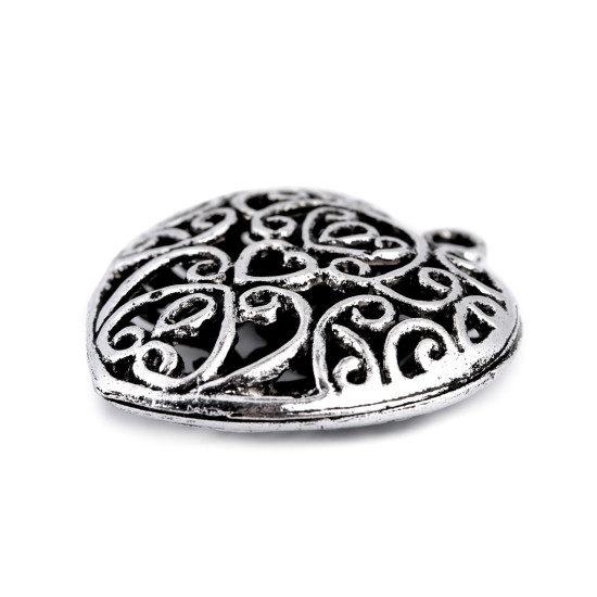 Charm pendant heart 30x30 mm - Platinum (1 Piece)