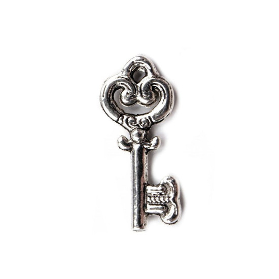 Charm pendant key 9x20 mm - Vintage brass (10 Pieces)