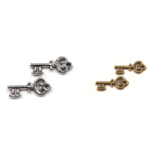 Charm pendant key 9x20 mm - Vintage brass (10 Pieces)