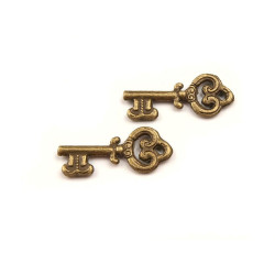 Zawieszka klucz 9x20mm - Stary mosiądz (10 Sztuki)