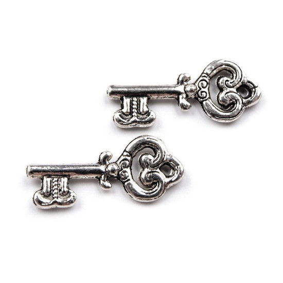 Charm pendant key 9x20 mm - Vintage brass (10 Pieces)