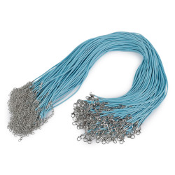 Braided necklace cord with  lobster clasp length 45 cm - Blue light (10 Pieces)