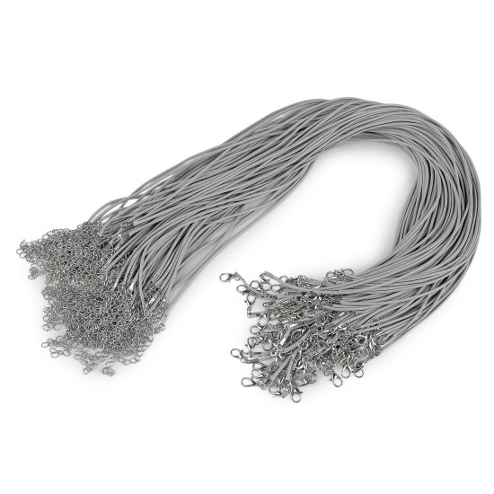 Braided necklace cord with lobster clasp length 45 cm - Lightgrey (100 Pieces) Braided necklace cord with lobster clasp length 45 cm - Lightgrey (100 Pieces)