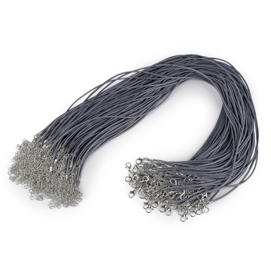 Braided necklace cord with lobster clasp length 45 cm - Lightgrey (100 Pieces) Braided necklace cord with lobster clasp length 45 cm - Lightgrey (100 Pieces)