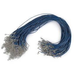 Braided necklace cord with  lobster clasp length 45 cm - Blue (10 Pieces)
