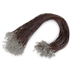 Braided necklace cord with  lobster clasp length 45 cm - Brown (10 Pieces)