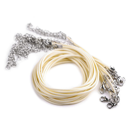 Braided necklace cord with lobster clasp length 45 cm - Lightgrey (100 Pieces) Braided necklace cord with lobster clasp length 45 cm - Lightgrey (100 Pieces)
