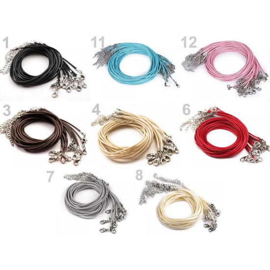 Braided necklace cord with lobster clasp length 45 cm - Lightgrey (100 Pieces) Braided necklace cord with lobster clasp length 45 cm - Lightgrey (100 Pieces)