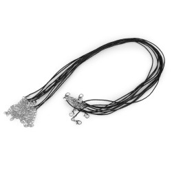 Twisted necklace cord with lobster clasp length 45 cm - Black (10 Pieces)