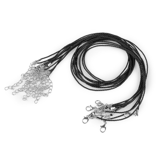 Twisted necklace cord with lobster clasp length 45 cm - Black (2 Pieces) Twisted necklace cord with lobster clasp length 45 cm - Black (2 Pieces)