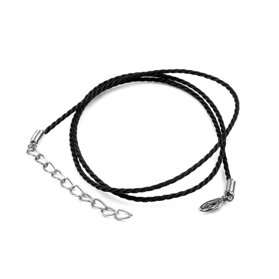 Twisted necklace cord with lobster clasp length 45 cm - Black (2 Pieces) Twisted necklace cord with lobster clasp length 45 cm - Black (2 Pieces)