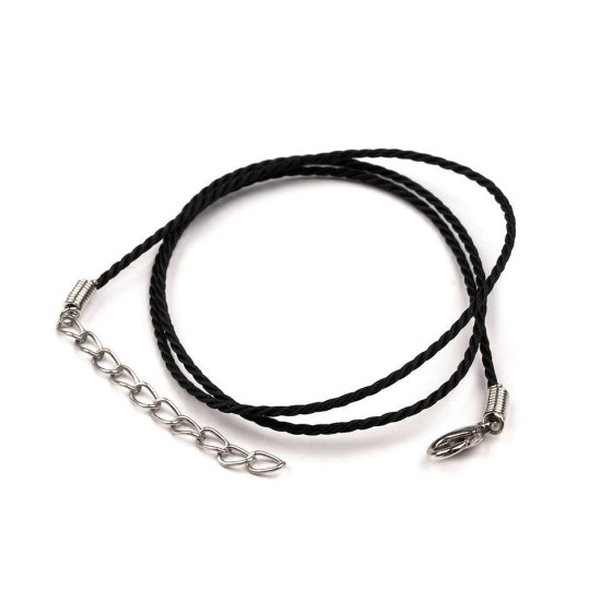 Twisted necklace cord with lobster clasp length 45 cm - Black (2 Pieces) Twisted necklace cord with lobster clasp length 45 cm - Black (2 Pieces)