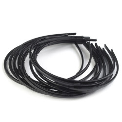 Opaska plastikowa do włosów - Czarny (12 Sztuki)