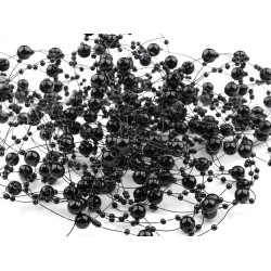 Beaded garland ø7mm length 130 cm - Black (12 Pieces)