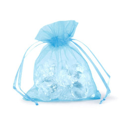 Woreczek podarunkowy 9x11 cm organza - Niebieski dziecięcy (10 Sztuki)