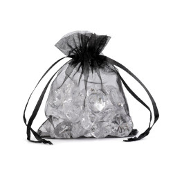 Woreczek podarunkowy 9x11 cm organza - Czarny (10 Sztuki)