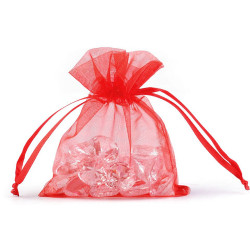 Woreczek podarunkowy 9x11 cm organza - Czerwony (10 Sztuki)