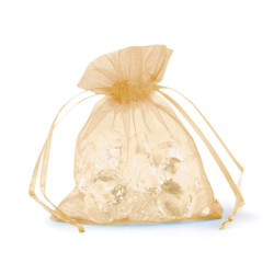 Woreczek podarunkowy 9x11 cm organza - Złoty (10 Sztuki)