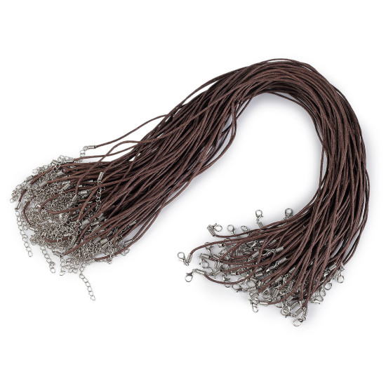 Cordón de algodón encerado con mosquetón 45 cm - Café marrón (1 Pieza) Cordón de algodón encerado con mosquetón 45 cm - Café marrón (1 Pieza)