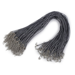 Cordón de algodón encerado con mosquetón 45 cm - Perla gris (1 Pieza)