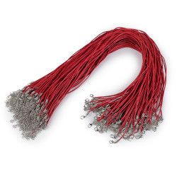 Cordón de algodón encerado con mosquetón 45 cm - Rojo (100 Piezas)