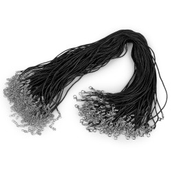 Cordón de algodón encerado con mosquetón 45 cm - Negro (1 Pieza)