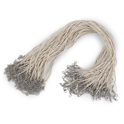 Cordón de algodón encerado con mosquetón 45 cm - Luz cremosa (1 Pieza)