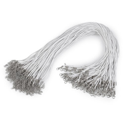Cordón de algodón encerado con mosquetón 45 cm - Blanco (1 Pieza)