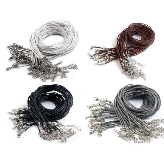 Cordón de algodón encerado con mosquetón 45 cm - Café marrón (1 Pieza) Cordón de algodón encerado con mosquetón 45 cm - Café marrón (1 Pieza)