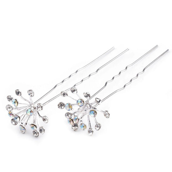 Ace de păr cu strasuri, ø20 mm - Cristal ab (12 Bucăți) Ace de păr cu strasuri, ø20 mm - Cristal ab (12 Bucăți)
