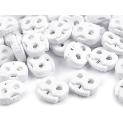 Butée de verrouillage de cordon à bascule, 2 trous, 20 x 20 mm, grand format - Blanc (10 Pièces)