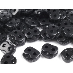 Butée de verrouillage de cordon à bascule, 2 trous, 20 x 20 mm, grand format - Noir (10 Pièces)