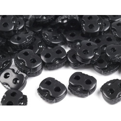 Butée de verrouillage de cordon à bascule, 2 trous, 15x15 mm - Noir (10 Pièces)