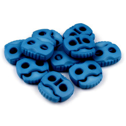 Butée de verrouillage pour cordon à 2 trous, 20 x 20 mm - Bleu (10 Pièces)