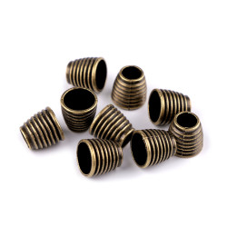 Cappuccio, per cordoncino metallico, dimensioni: ø 6,7 mm - Ottone d'epoca (10 Pezzi)
