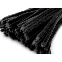 Fuzzy chenille wire sticks ø6 mm, length 30 cm - Black (20 Pieces)