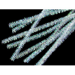 Fuzzy chenille wire sticks with lurex ø6 mm, length 30 cm - Transparent (20 Pieces)