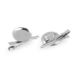 Alligator clip with pin back / diy 25x40 mm universal - Platinum (2 Pieces)