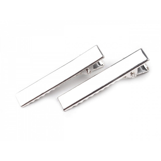 Alligator hair clip, length 40 mm - Silver (5 Pieces)