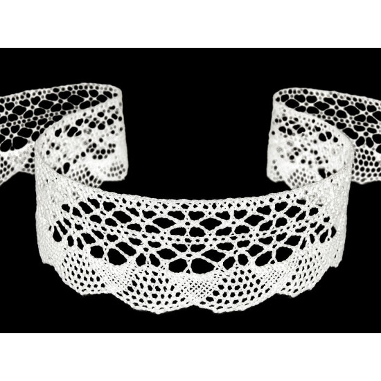 Bobine de liseré de dentelle en coton, largeur, 32 mm - Blanc (60 Mètres) Bobine de liseré de dentelle en coton, largeur, 32 mm - Blanc (60 Mètres)