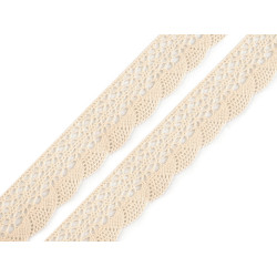 Bobine de liseré de dentelle en coton, largeur, 32 mm - Beige clair (30 Mètres)