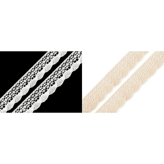 Bobine de liseré de dentelle en coton, largeur, 32 mm - Blanc (60 Mètres) Bobine de liseré de dentelle en coton, largeur, 32 mm - Blanc (60 Mètres)