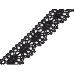 Bobine de liseré de dentelle en coton, largeur, 32 mm - Noir (30 Mètres)