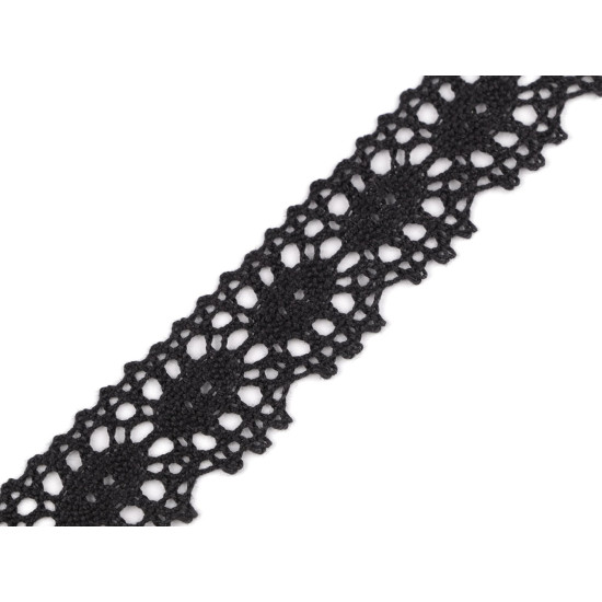 Bobine de liseré de dentelle en coton, largeur, 32 mm - Noir (30 Mètres) Bobine de liseré de dentelle en coton, largeur, 32 mm - Noir (30 Mètres)
