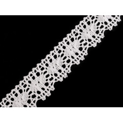 Bobine de liseré de dentelle en coton, largeur, 32 mm - Blanc (30 Mètres)