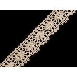 Bobine de liseré de dentelle en coton, largeur, 32 mm - Beige clair (30 Mètres)