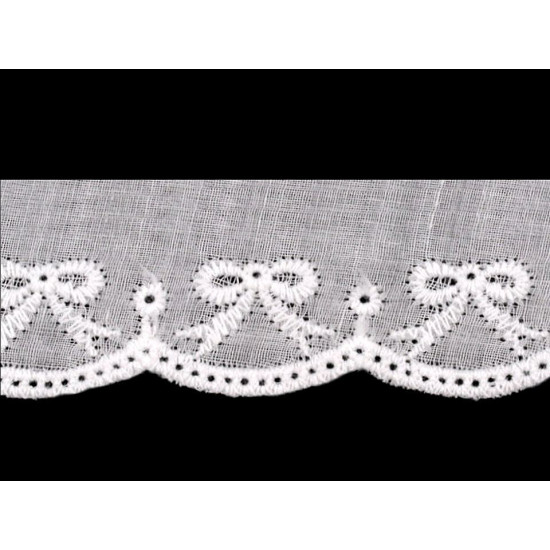 Bawełniana koronka - haft angielski szerokość 35 mm - White (1 Metr) Bawełniana koronka - haft angielski szerokość 35 mm - White (1 Metr)